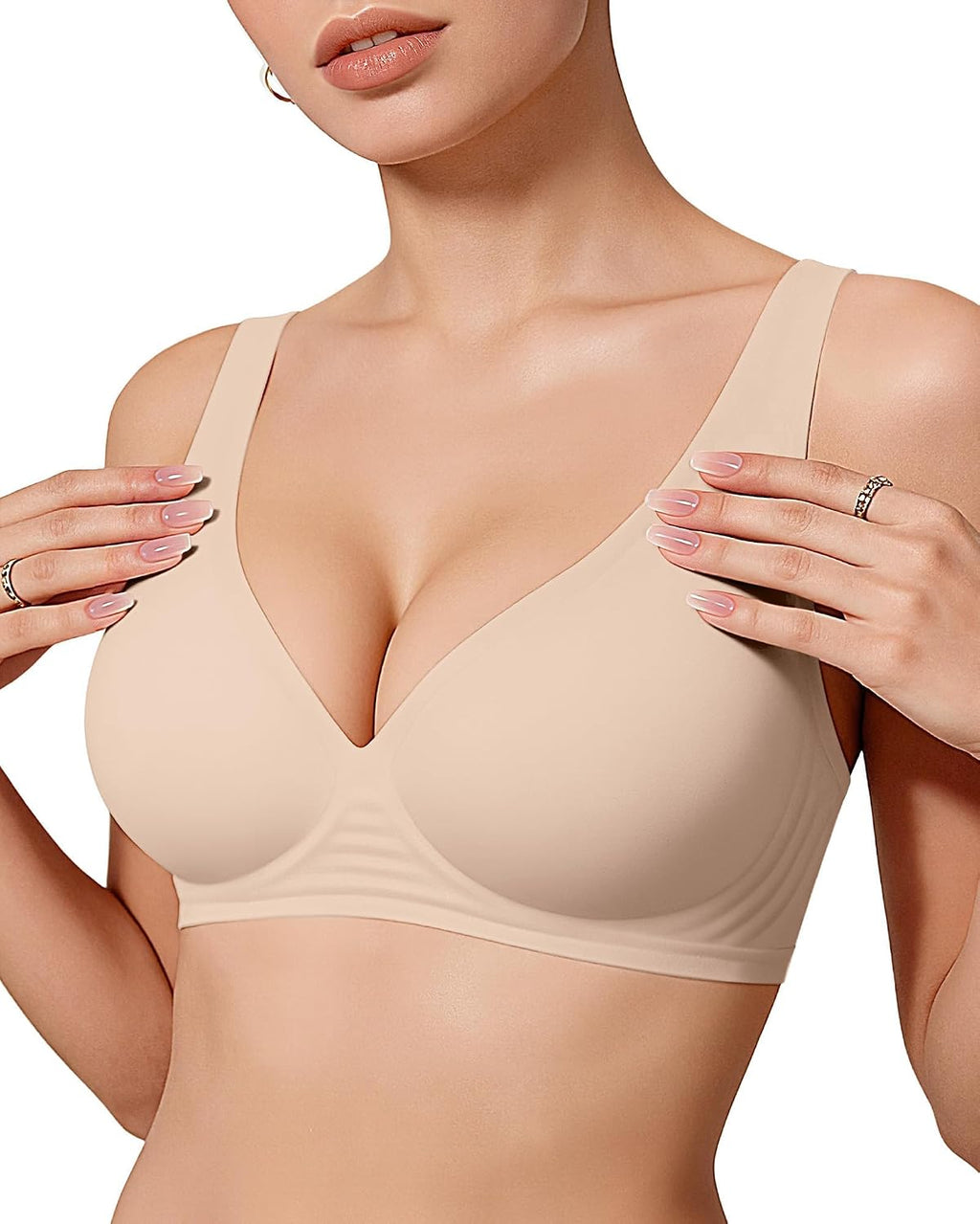 Sujetador Bralette Sin Aros Escote Profundo y Efecto Push Up