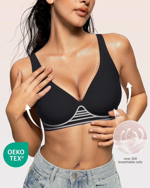 Sujetador Bralette Sin Aros Escote Profundo y Soporte Total