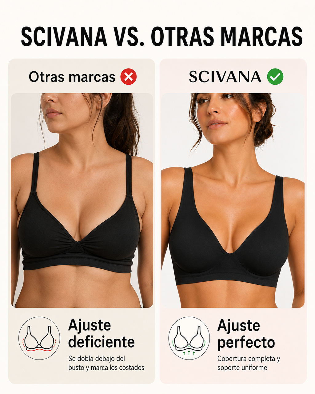 Sujetador Bralette Escote Profundo Sin Aros y Sin Costuras