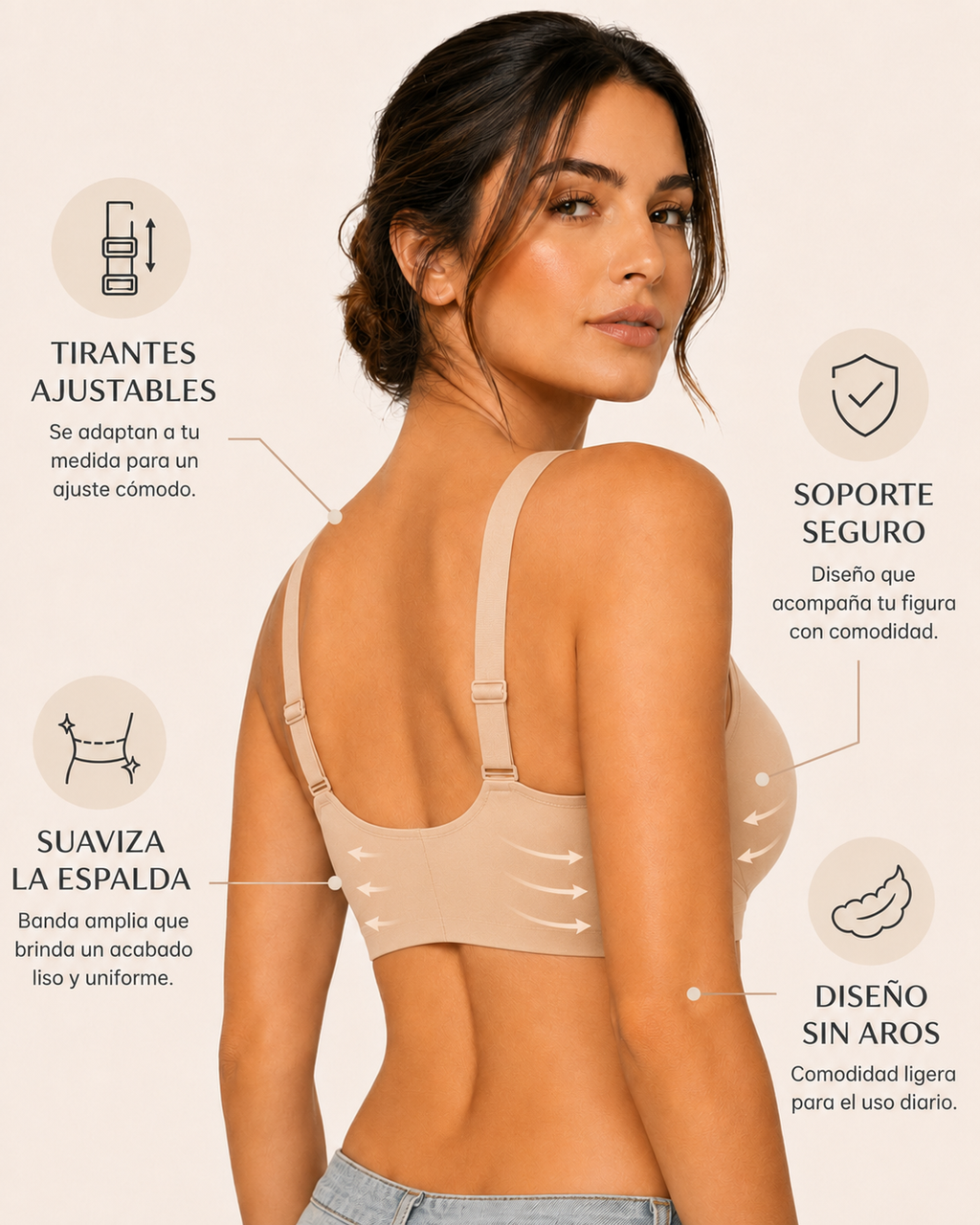 Sujetador Bralette Deep V Sin Aros – Realce y Soporte