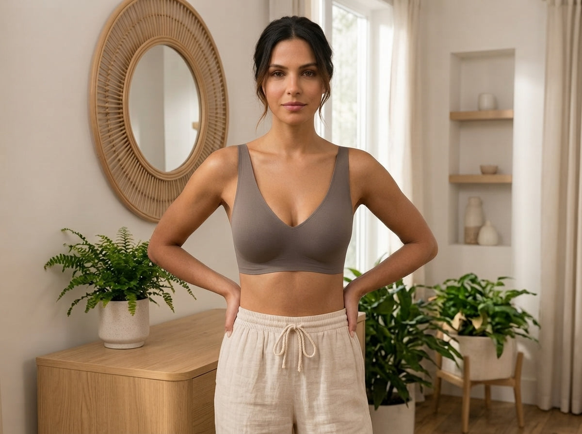 Sujetador Bralette Escote Profundo Sin Aros y Sin Costuras